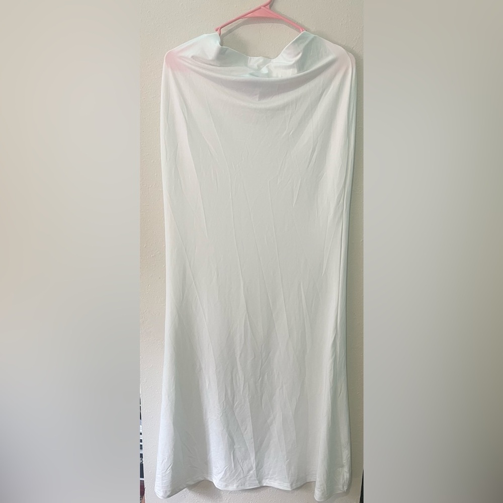 SHEIN Haute Elegant White Long Skirt